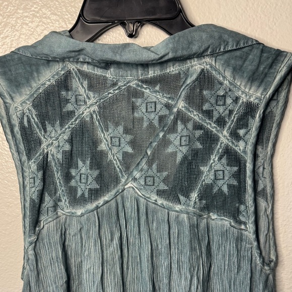 Free People Oversized Gauze Linen Flowy Collared Tank Top - Picture 7 of 7